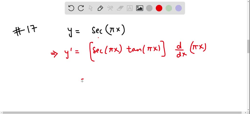 SOLVED:Find the derivative of the trigonometric function. y=secπx