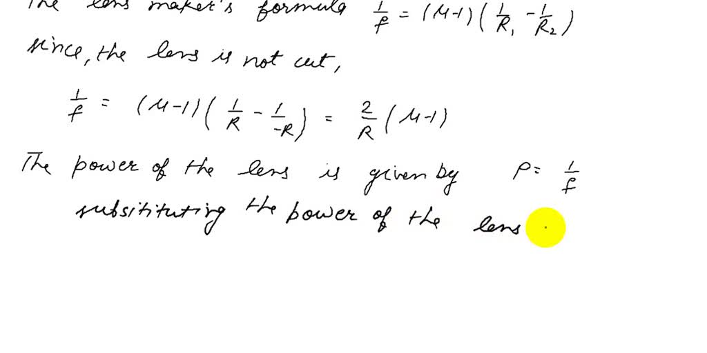 A symmetric double convex lens is cut in two equal parts along its ...