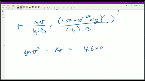 a-proton-with-a-kinetic-energy-of-46-times-10-16-mathrmj-moves-perpendicular-to-a-magnetic-field-of-