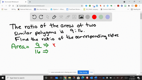 if-the-ratio-of-the-areas-of-two-similar-polygons-is-9-16-find-the-ratio-of-a-pair-of-corresponding-