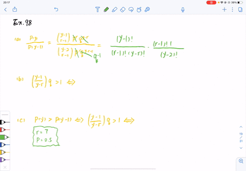 consider-the-negative-binomial-distribution-given-in-definition-39-a-show-that-if-y-geq-r1-fracpypy-
