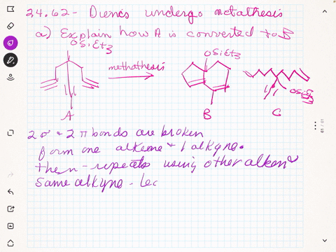 dienynes-undergo-metathesis-to-afford-fused-bicyclic-ring-systems-aexplain-how-a-is-converted-to-b-b
