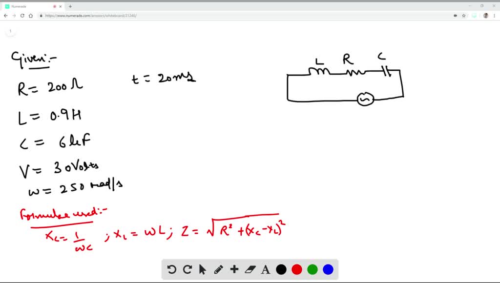 Solved A 0 Omega Resistor 0 900 H Inductor A