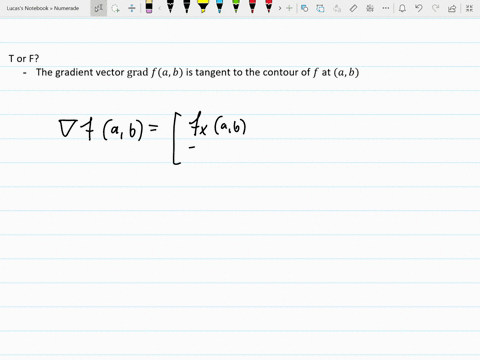 true-or-false-give-reasons-for-your-answer-the-gradient-vector-grad-fa-b-is-tangent-to-the-contour-o
