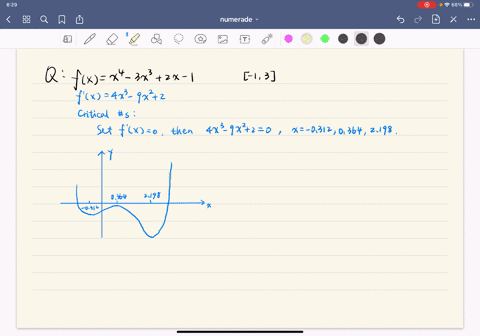graph-fxx4-3-x32-x-1-on-the-interval-13-and-estimate-the-x-coordinates-of-points-at-which-the-tangen