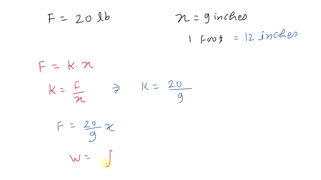 SOLVED Hooke's Law, use Hooke's Law to determine the variable force in