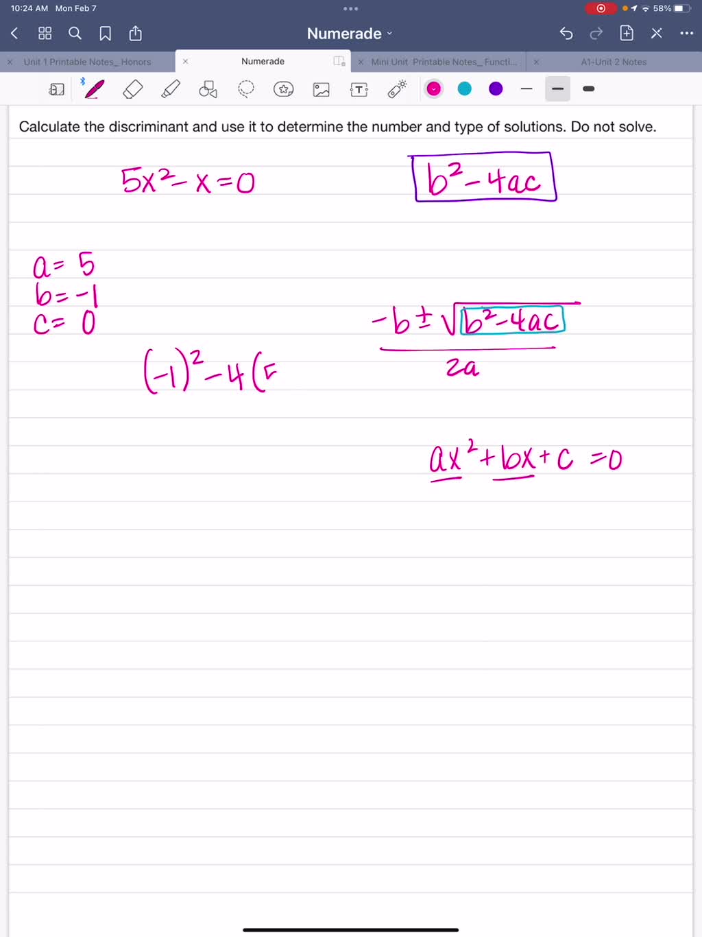 SOLVED:Calculate the discriminant and use it to determine the number ...