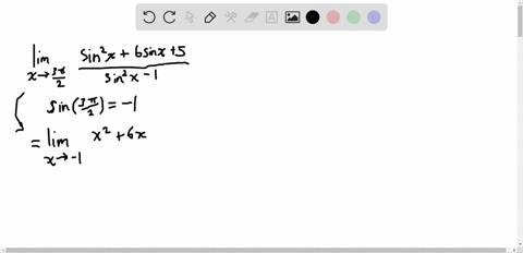 evaluate-limit-lim-_x-rightarrow-3-pi-2-fracsin-2-x6-sin-x5sin-2-x-1