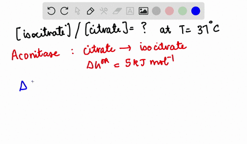 what-is-the-ratio-of-isocitrate-to-citrate-under-cellular-conditions-at-37circ-mathrmc