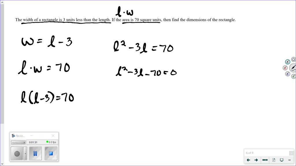 solved-the-width-of-a-rectangle-is-3-units-less-than-the-length-if-the