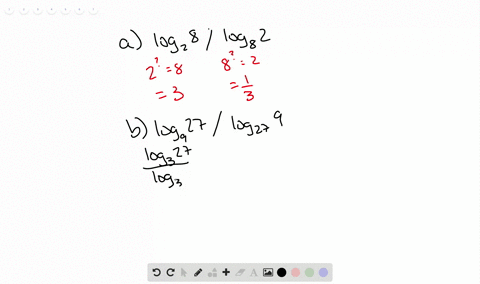 SOLVED:a. Find the values of log2 8 and log8 2 . b. Find the values of ...
