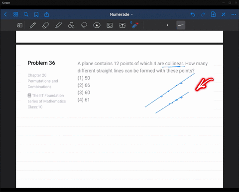 a-plane-contains-12-points-of-which-4-are-collinear-how-many-different-straight-lines-can-be-formed-