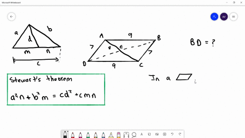 a-parallelogram-has-sides-with-measures-of-7-and-9-and-the-measure-of-its-shorter-diagonal-is-8-find