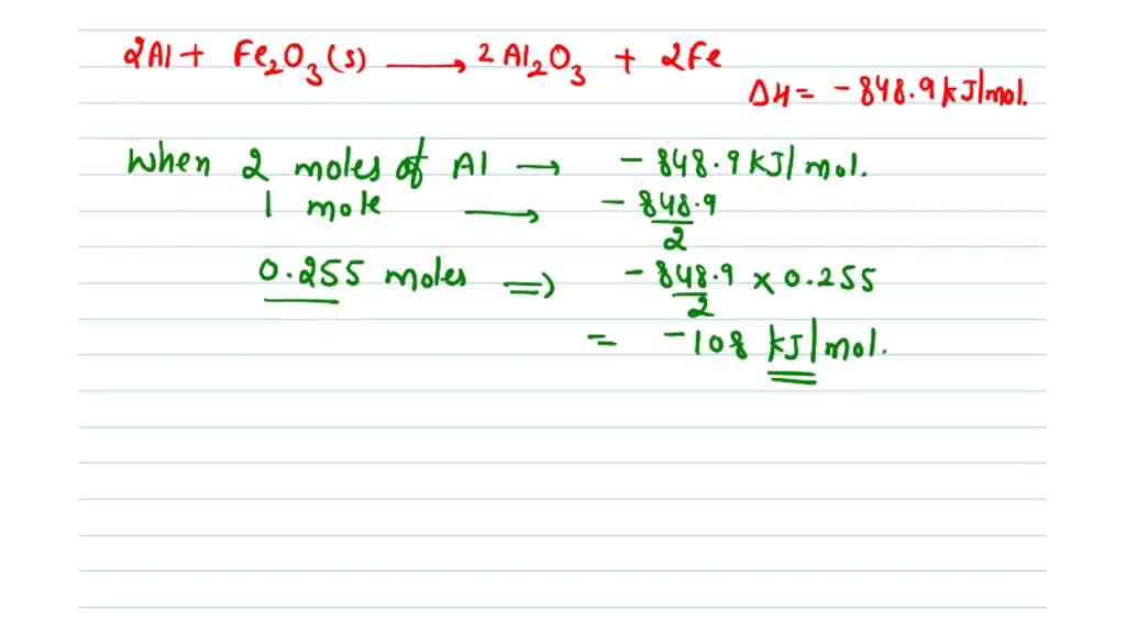 SOLVEDThe thermite reaction (photograph, p. 221 ), in which aluminum