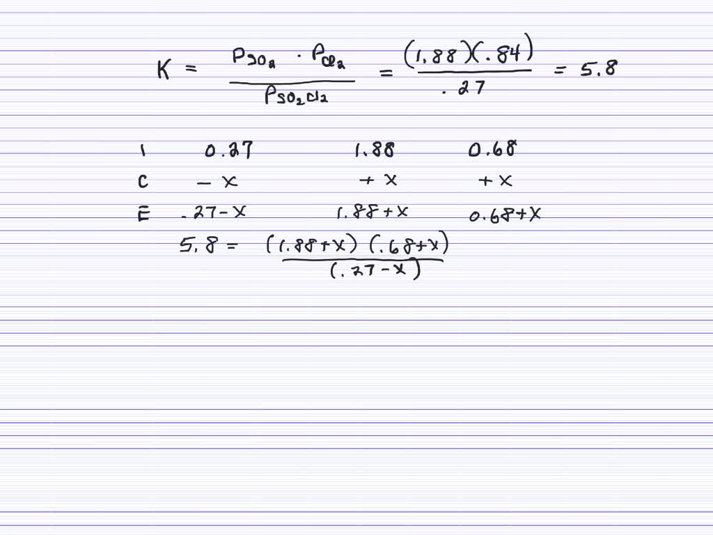 SOLVED Sulfur oxychloride, SO2 Cl2, to sulfur dioxide and