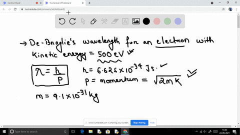 use-the-de-broglie-relation-lambdah-p-to-find-the-wavelength-of-electrons-with-kinetic-energy-500-ma