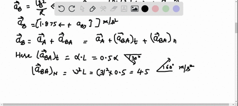 the-motion-of-the-uniform-slender-rod-of-length-l05-mathrmm-and-mass-m3-mathrmkg-is-guided-by-pins-a