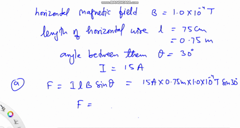 ⏩SOLVED:A horizontal magnetic field of 1.0 ×10^-4 T is at an angle ...