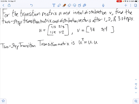 Transition Distribution Function ⏩SOLVED:You are given a transition matrix P and initial distribution ...