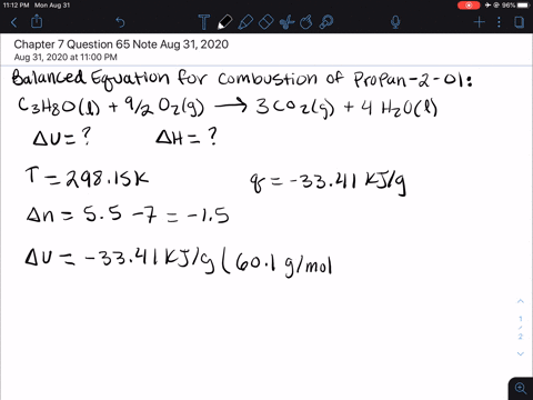 the-heat-of-combustion-of-propan-2-ol-at-29815-mathrmk-determined-in-a-bomb-calorimeter-is-3341-math