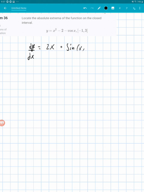 locate-the-absolute-extrema-of-the-function-on-the-closed-interval-yx2-2-cos-x-13-2