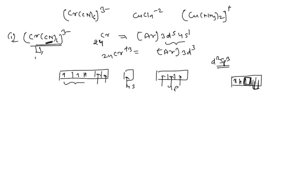 In the complexes [Cr(CN)6]^3,[CuCl4]^2-,[Cu(NH3)2]^+ . The number of ...