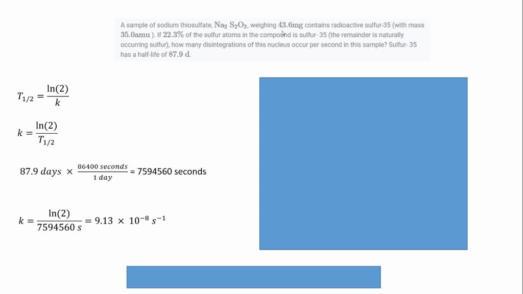 SOLVEDA sample of sodium thiosulfate, Na2 S2 O3, weighing 43.6 mg