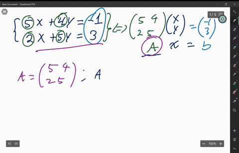 use-an-inverse-matrix-to-solve-the-system-of-linear-equations-if-possible-leftbeginarrayl-5-x4-y-1-2