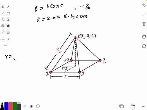 four-point-charges-are-arranged-in-a-square-with-side-length-2-a-where-a270-mathrmcm-the-charges-hav