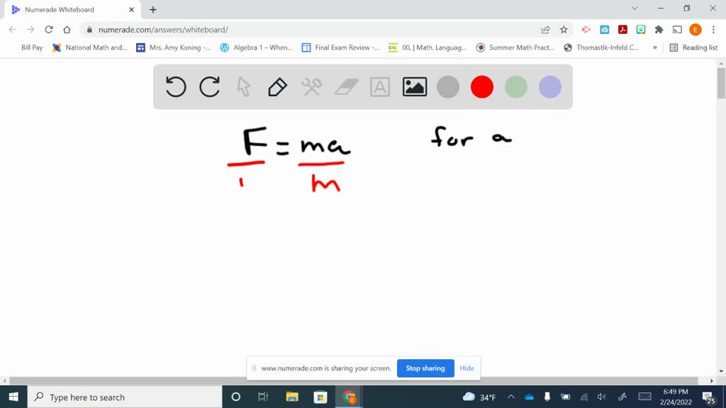 SOLVED:The formula F=m a is used to calculate the force on an object ...