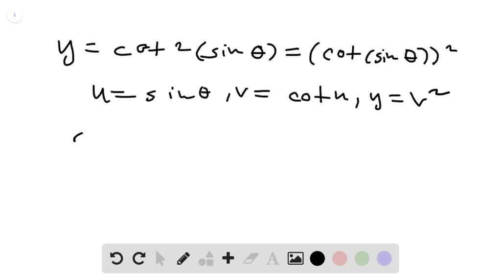 SOLVEDFind the derivative of the function. y=cot^2(sinθ)