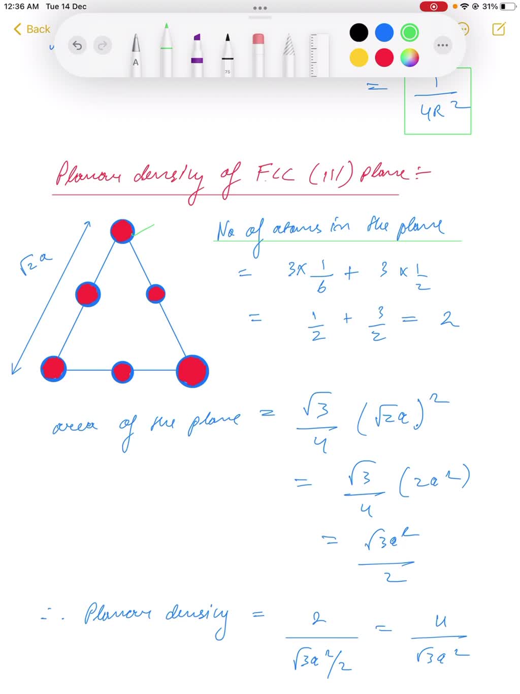 (a) Derive Planar Density Expressions For FCC (100) And (111) Planes In ...