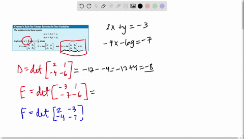 use-cramers-rule-to-solve-the-system-of-linear-equations-beginarrayl-2-xy-3-4-x-6-y-7-endarray