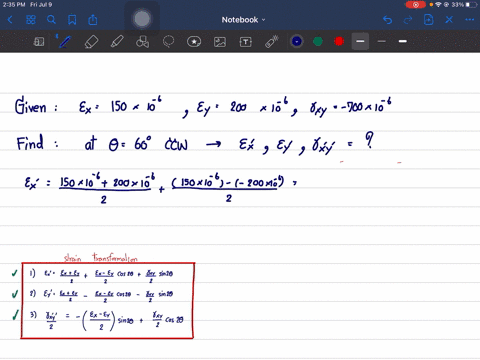 a-differential-elements-on-the-bracket-is-subjected-to-plane-strain-that-has-the-following-component