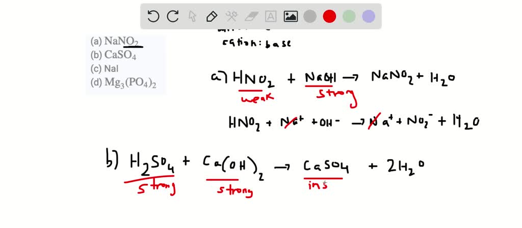 SOLVED:Identify the acid and base used to form these salts, and write ...