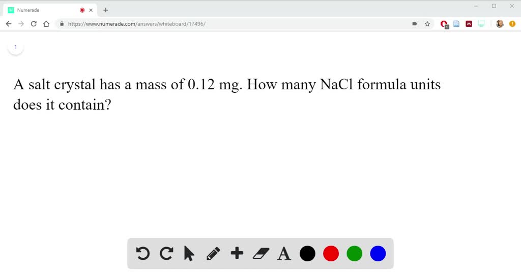 SOLVEDA salt crystal has a mass of 0.12 mg. How many NaCl formula