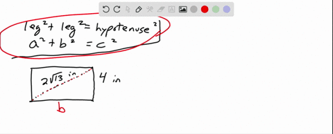 write-an-equation-and-solve-the-width-of-a-rectangle-is-4-in-and-its-diagonal-is-2-sqrt13-in-long-wh