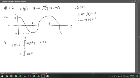 an-object-moves-along-a-line-with-a-velocity-in-mathrmm-mathrms-given-by-vt8-cos-fracpi-t6-its-initi