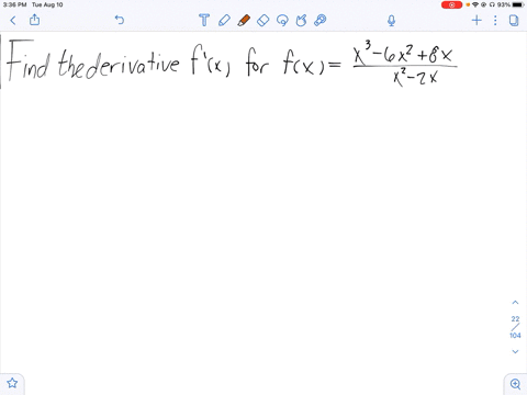 find-the-derivative-of-the-following-functions-by-first-simplifying-the-expression-hxfracx3-6-x28-xx