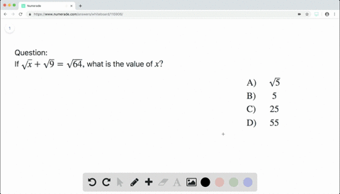 if-sqrtxsqrt9sqrt64-what-is-the-value-of-x-beginequation-beginarraycctext-a-sqrt5-text-b-5-text-c--2