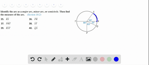 identify-the-arc-as-a-major-arc-minor-arc-or-semicircle-then-squarend-the-measure-of-the-arc-section