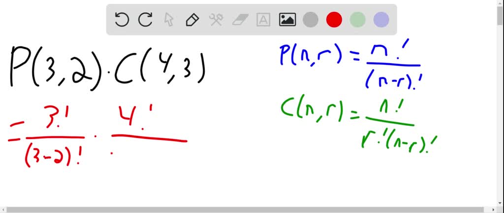 ⏩SOLVED:Evaluate each expression. P(3,2) ·C(4,3) | Numerade