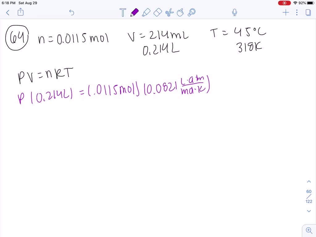 ⏩SOLVED:What is the pressure in millimeters of mercury of 0.0115 mol ...