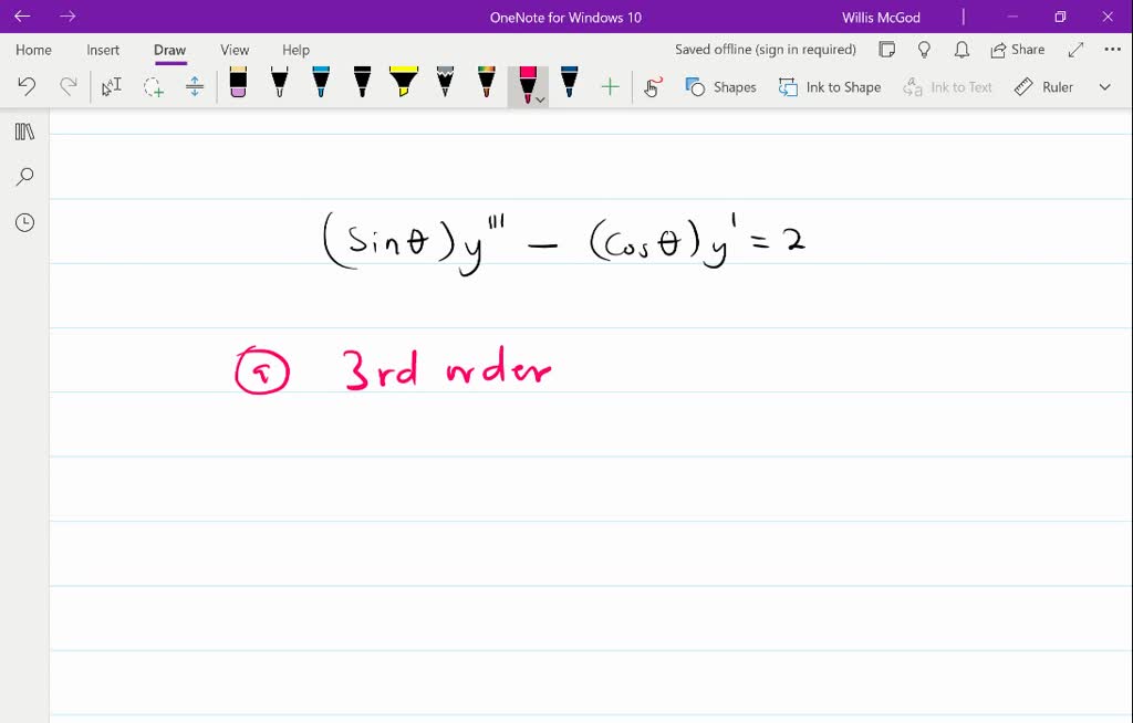 SOLVED State The Order Of The Given Ordinary Differential Equation 