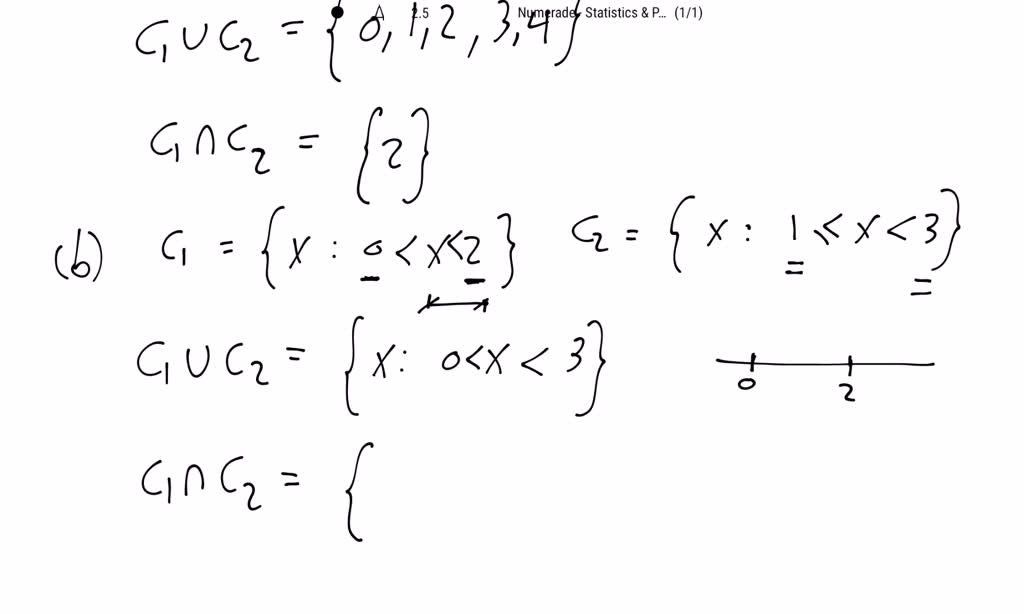 Find the union C1 ∪C2 and the intersection C1 ∩C2 of the two sets C1 ...