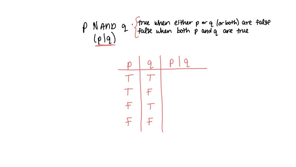 SOLVED: The following exercises involve the logical operators N A N D ...