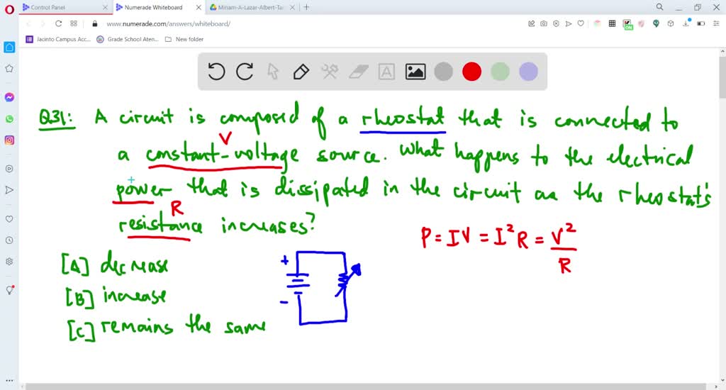 SOLVEDA circuit contains a rheostat (variable resistor) connected to a