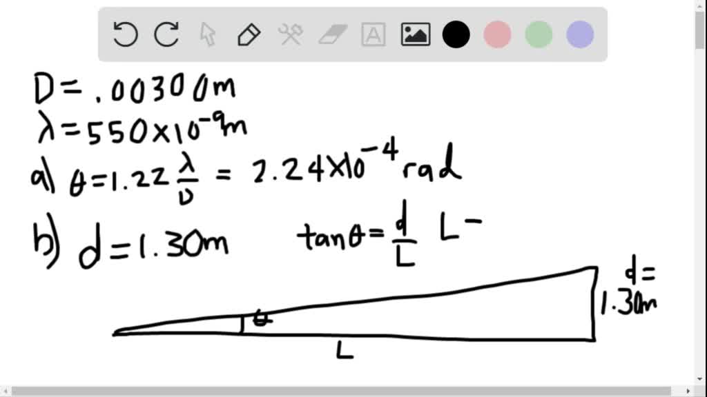 SOLVED:The limit to the eye's acuity is actually related to diffraction ...