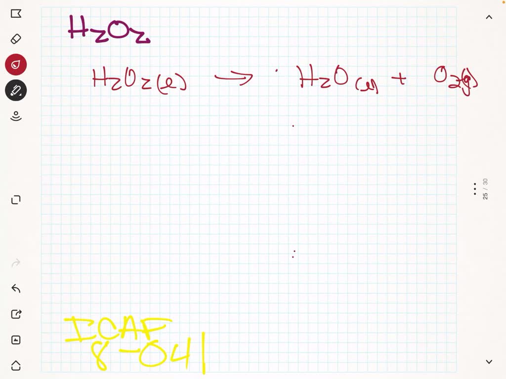 Solved A Aqueous Hydrogen Peroxide Decomposes To Become Oxygen Gas And Water Vapor Balance The