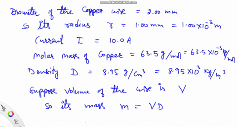 a-copper-wire-that-has-a-diameter-of-200-mathrmmm-carries-a-current-of-100-a-assuming-that-each-copp